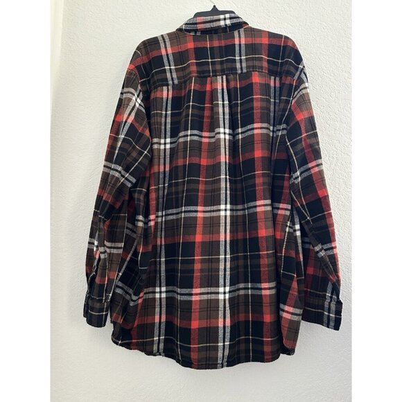 St John's Bay Men Shirt 2XLT Red/Blk Super Soft Plaid Flannel L/S Workwear Farm - Picture 12 of 12